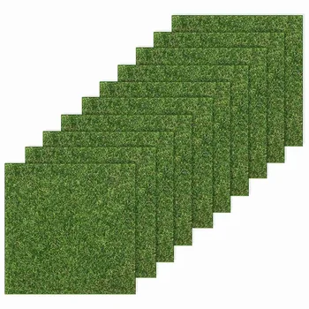 

10 Pieces Artificial Garden Turf Lawn Miniature Decoration Garden House DIY Grass Decoration 6 x 6 Inches