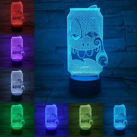 3D бутылка лампа Акриловая тарелка сенсорный беспроводной USB пивная ваза Can Bar Luminaria вечерние магазин украшение стола мальчики подарок на день рождения праздник - Испускаемый цвет: C