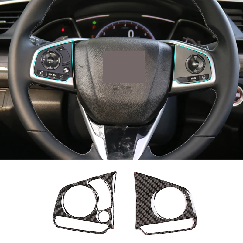 

CarÂ Interior Carbon Fiber Steering WheelÂ 3D Sticker Cover Panel Trim Accessories For Honda Civic (FC/FK) 2016-2019