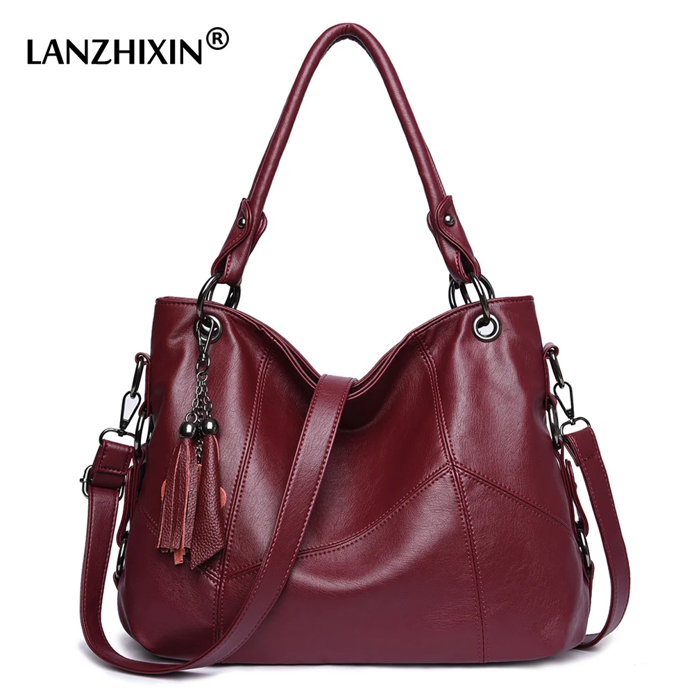 Baratos Lanzhixin bolsos de cuero para mujer bolsos de lujo Bolsos De Mujer bolsos de diseñador con asa superior bolsos de hombro Bolsas 819S