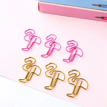 

24pcs/Package Beautiful Flamingo Bookmark Creative Metal Shaped Paper Clip Paper Clip Bookmark Stationery School Office Supplies