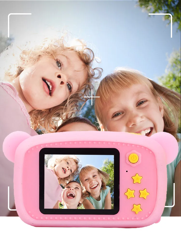 2021 New Portable Children 13MP HD Digital Camera Cute Cartoon 2 Inches IPS Screen Mini Portable SLR Camera Toy Kid Gift
