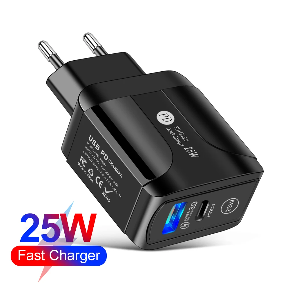 PD 25W Cell Phone Charger Quick Charge 3.0 Type C USB Charger For iPhone13 Pro Max Samsung Xiaomi Mobile Phone Fast Charging usb fast charge