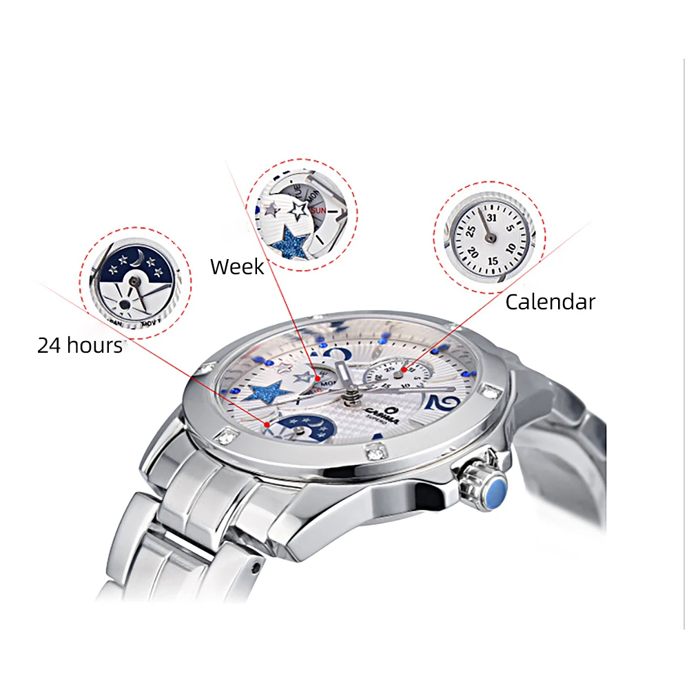 

CASIMA Fashion Creative Quartz Wrist Watches Moon phase Women Bracelet Watches Stainless Steel Waterproof 50m Ladies Watch#2805