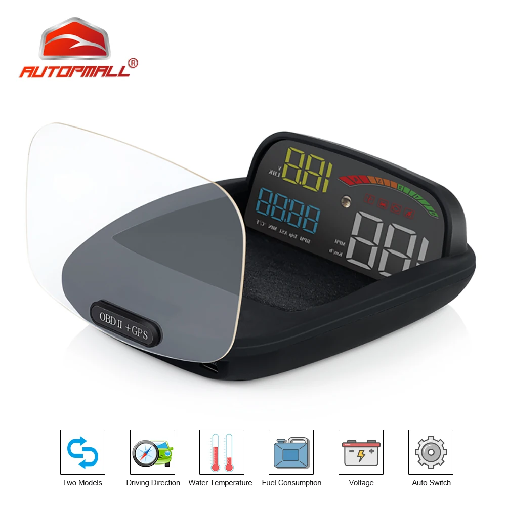 Бортовой проектор скорости OBD II GPS функция сигнализации практичный 2 в 1 HD C800