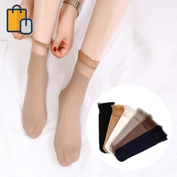 

Hot Sale! High Quality Women Velvet Socks Female Socks Summer Thin Lace Transparent 1 Pair Ankle Sox Women's Socks