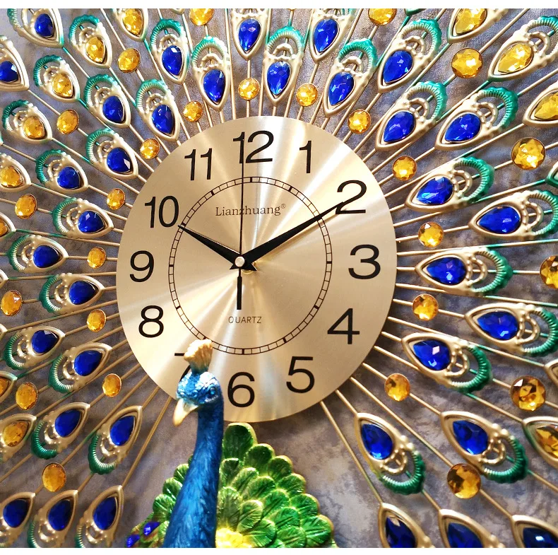 Peacock Clock Wall Clock Living Room Modern Minimalist Glorious Creative European Style Clock Household Decoration Pocket Watch