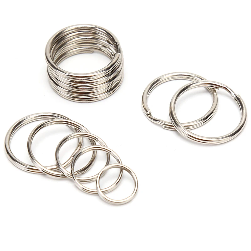 100PCS Stainless Steel DIY Polished Split Ring Keyrings Key Chain Hoop Loop Key Holder Dia 12 15 16 20mm