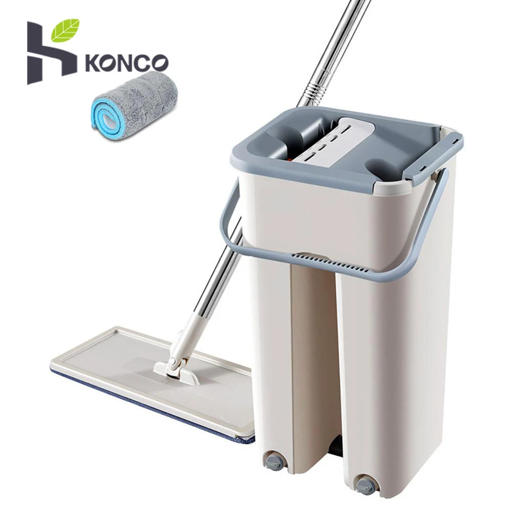 

Konco Floor Cleaning Mops 360 Rotating Mop with Bucket Squeeze Flat Mop Home Kitchen Floor Cleaner Floor Scrubber Tile Mop