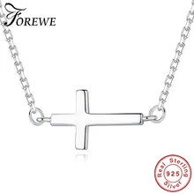 Настоящее серебро 925 проба ожерелье с крестом и Подвеска простая цепочка с распятием ожерелье для женщин как у модных ювелирных изделий