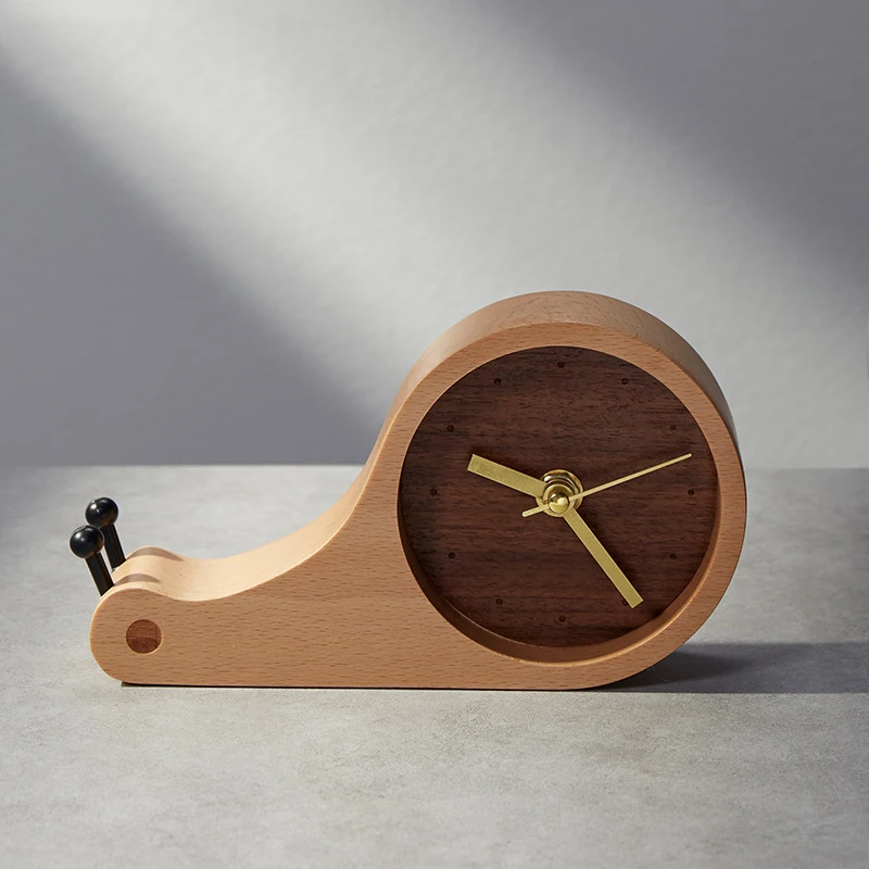 

Hot New Solid Wooden Snails Alarm Clock Children Kids Bedroom Wood Crafts Table Decor Gift