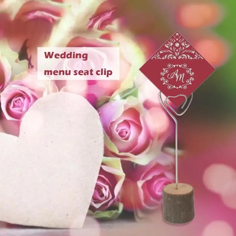 10 шт. ретро свадебное меню сиденье фото зажимы деревянная база застежка декор держатель для карт