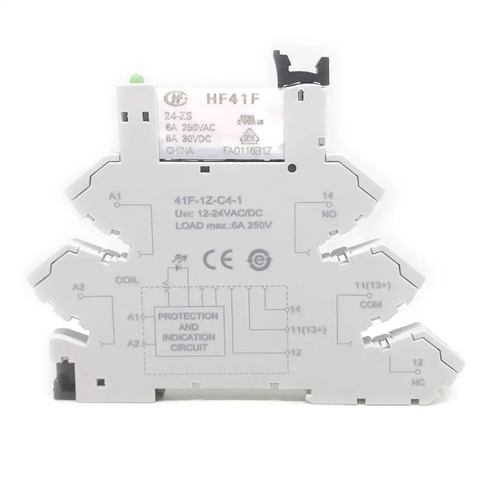 Реле 41F 1Z C2 1 HF41F 24 ZS 12 5 в В 230 6A 1CO Slim/SSR крепление на винтовой розетке светодиодный