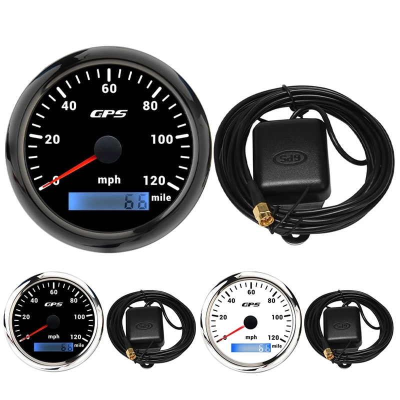 85MM GPS Marine Speedometer 0 120/Mile Speedometer 7 Color Backlight Digital Odometer for Yachts