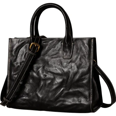 

female real leather tote handbag for women first layer of cowhide black green red one shoulder elegant luxury crossbody bag