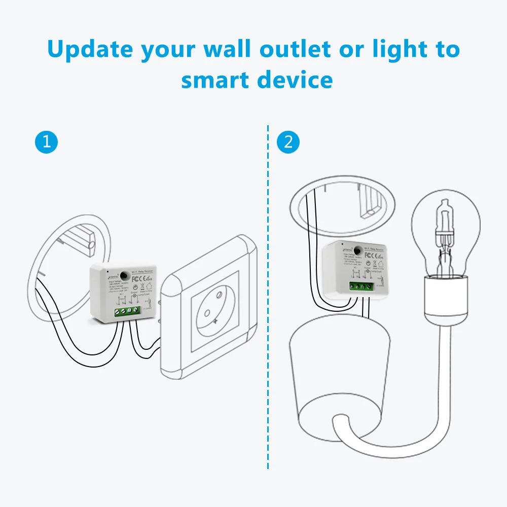 Remote Control Wireless Light Switch with Tiny Relay Module 2500W Magnetic Wall  Switch or Be Portable 200m Range Easy to Install - AliExpress