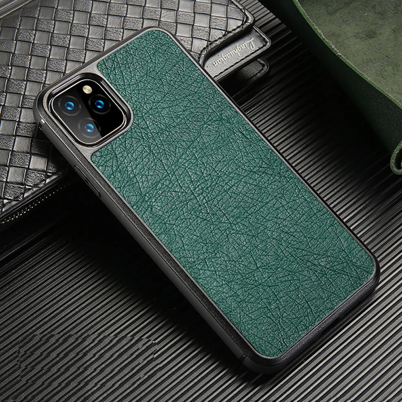 LANGSIDI Оригинальный чехол из страусиной кожи для iphone 11 pro max 12 mini Роскошный
