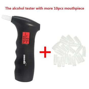

GREENWON breath alcohol tester digital red backlight display car breathalyzer with more 10pcs mouthpieces