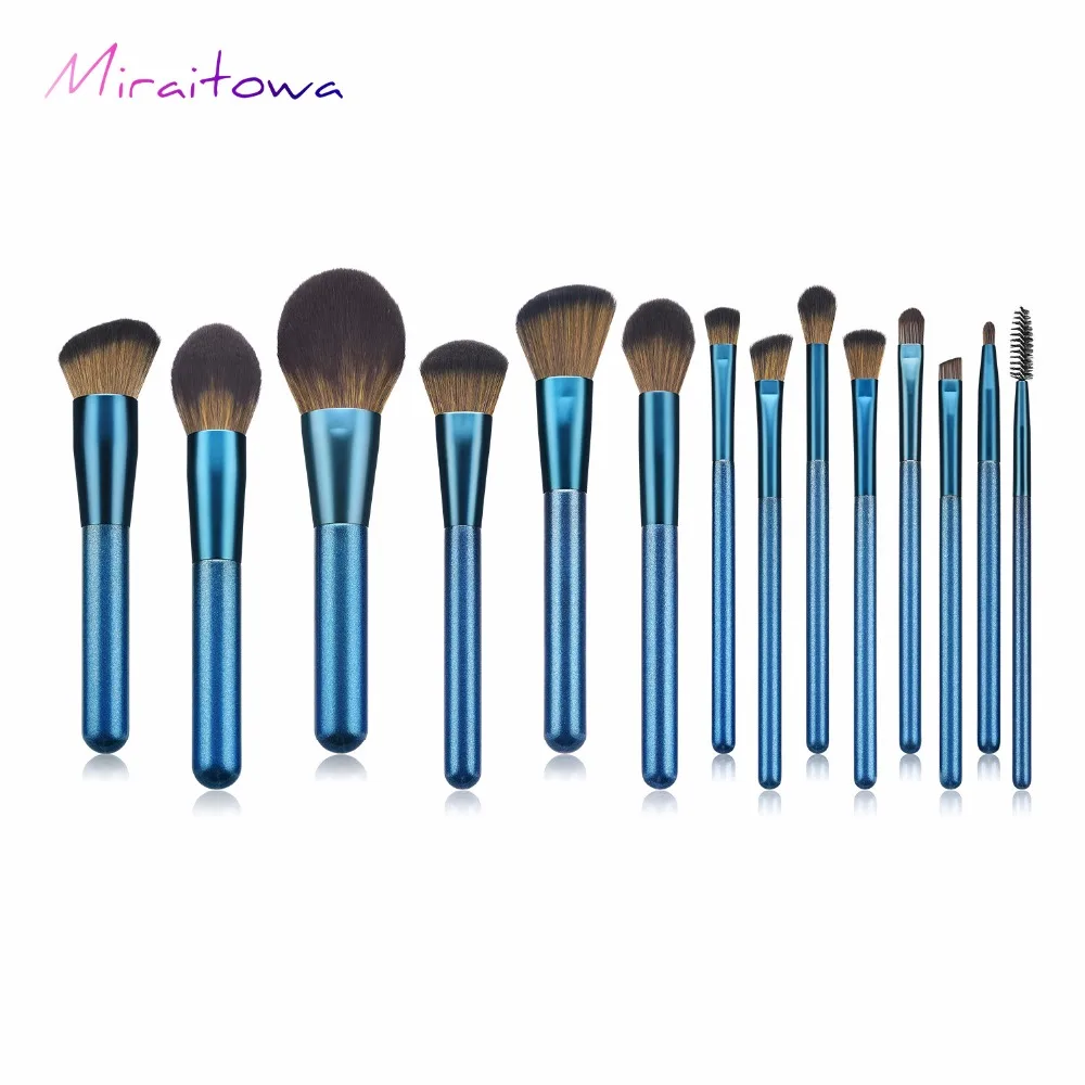 14pcs Soft Hair Makeup Brush Set Brush Blue Foundation Eyeshadow Eyeliner Lip Powder Brush Maquillage Cosmetic Tools