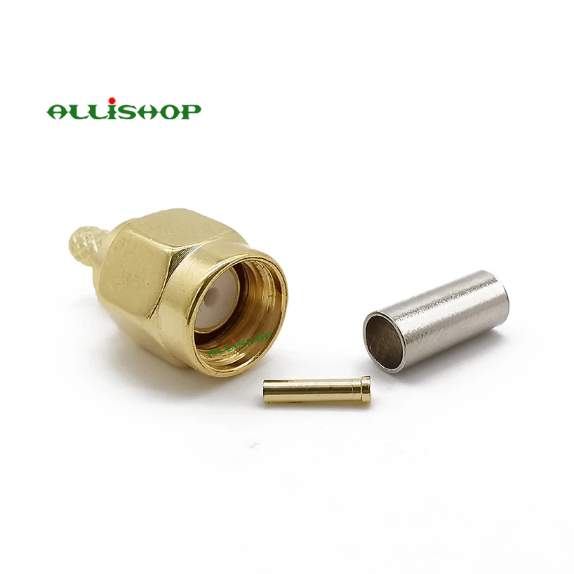 ALLiSHOP 100 шт. RP SMA Штекер РЧ коаксиальный разъем обжимной для RG316 RG174 кабель прямой