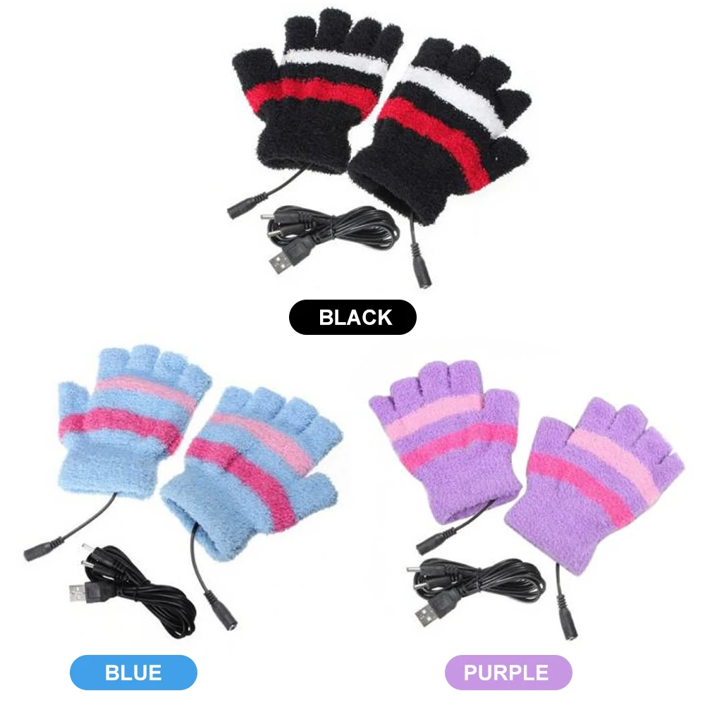 

USB Heated Gloves Fingerless Winter Thermal Heating Gloves Outdoor Cycling Skiing Gloves Soft And Comfortable Gloves for Women