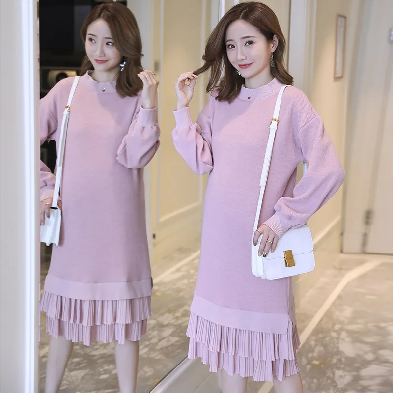 

Photo Shoot 2019 Pregnant Women Autumn And Winter New Style Knitted Sweater Loose And Plus-sized Joint Solid Color Sweater Large