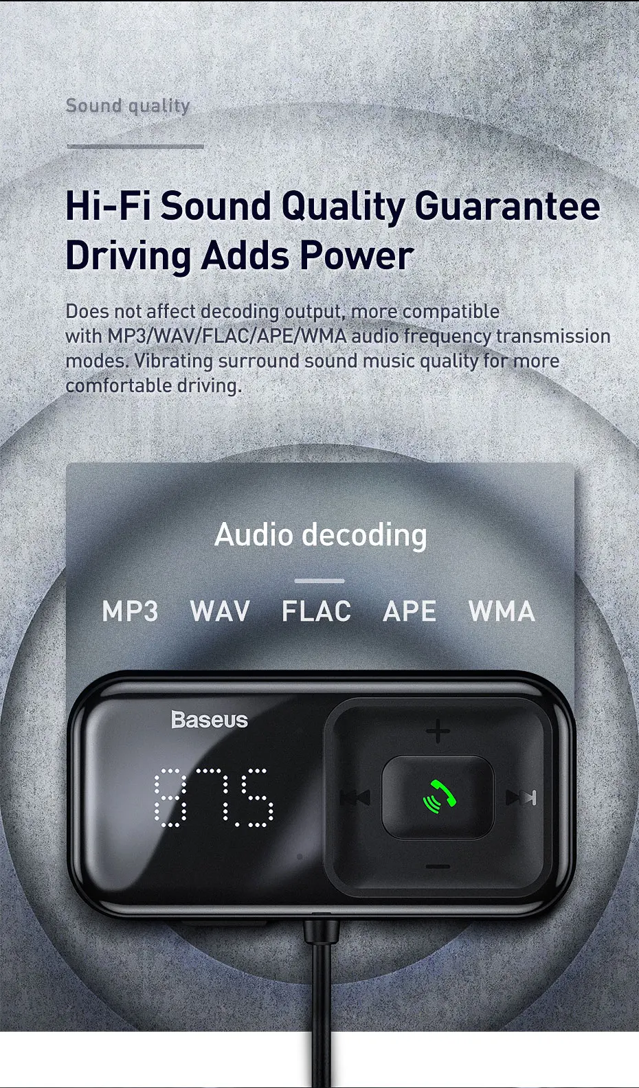 Baseus FM Modulator Transmitter Bluetooth 5.0 FM Radio 3.1A USB