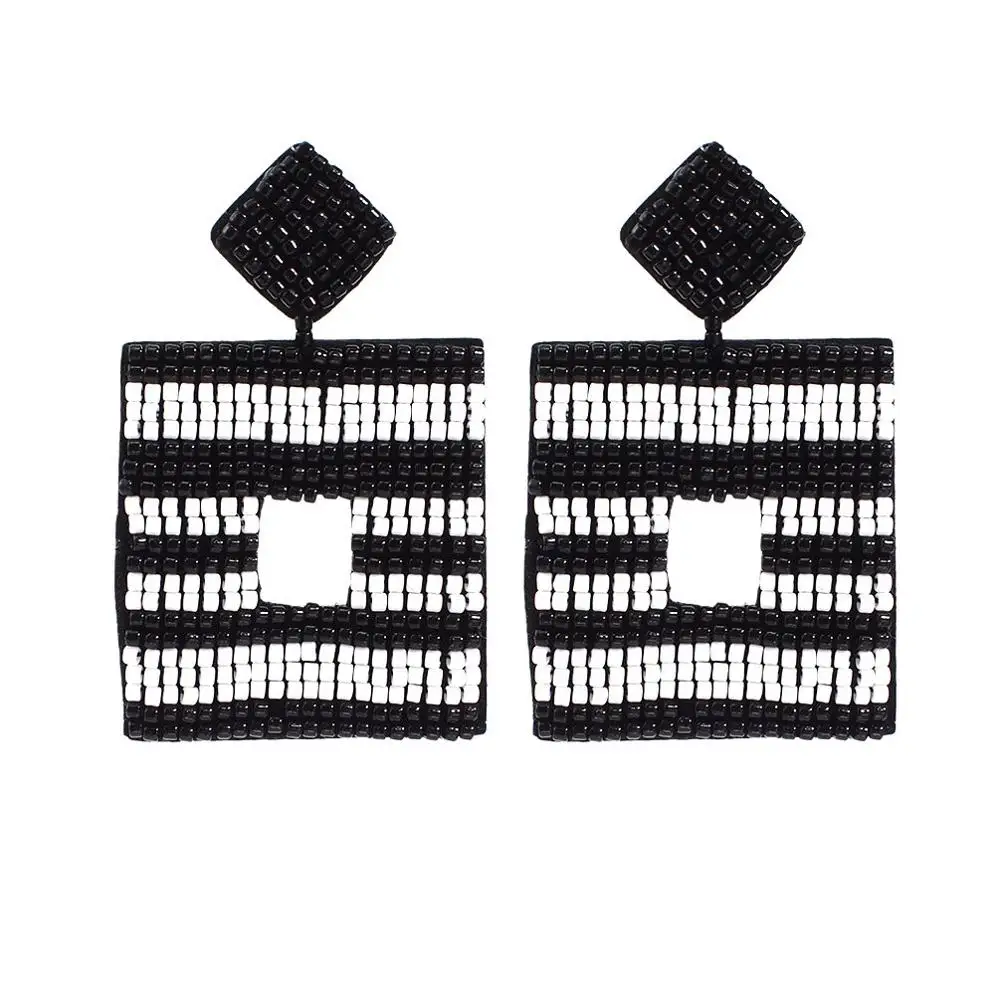 

Handmade Square Bead Dangle Earrings Far Women Bohemia Resin Bead Drop Earrings Jewelry Accessories 2019 UKEN