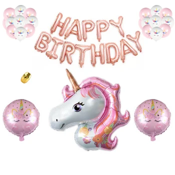 

25pcs/lot Unicorn Balloons Foil Balloon Unicorn Theme Party Decoration Baby Happy Birthday Balloon Helium Toys Balls
