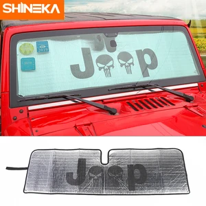 SHIENKA солнцезащитные очки для Jeep Wrangler JK 2007-2017 Защита от солнца на лобовое стекло Защита от солнца защита от УФ-лучи для Jeep Wrangler JK - изображение
