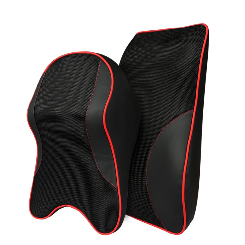 Кожаный сетчатый автомобильный набор подушек для шеи с эффектом памяти, Автомобильный подголовник, подушка для поддержки талии, Icesilk, чехлы для сидений, подушки для BMW