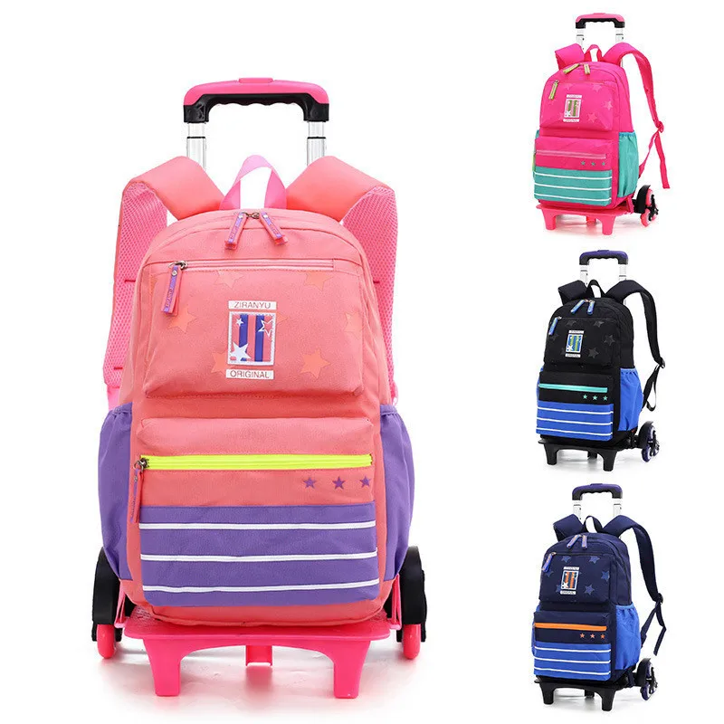 Waterproof Children Trolley School Bag 2/6 wheels Removable Backpack School bags Fashion Backpack Travel Bag Mochilas Escolares