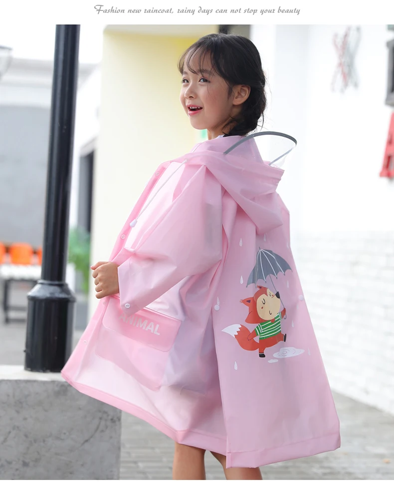 capa de chuva bonito das crianças wateproof chuva poncho casaco de chuva jaqueta com posição mochila