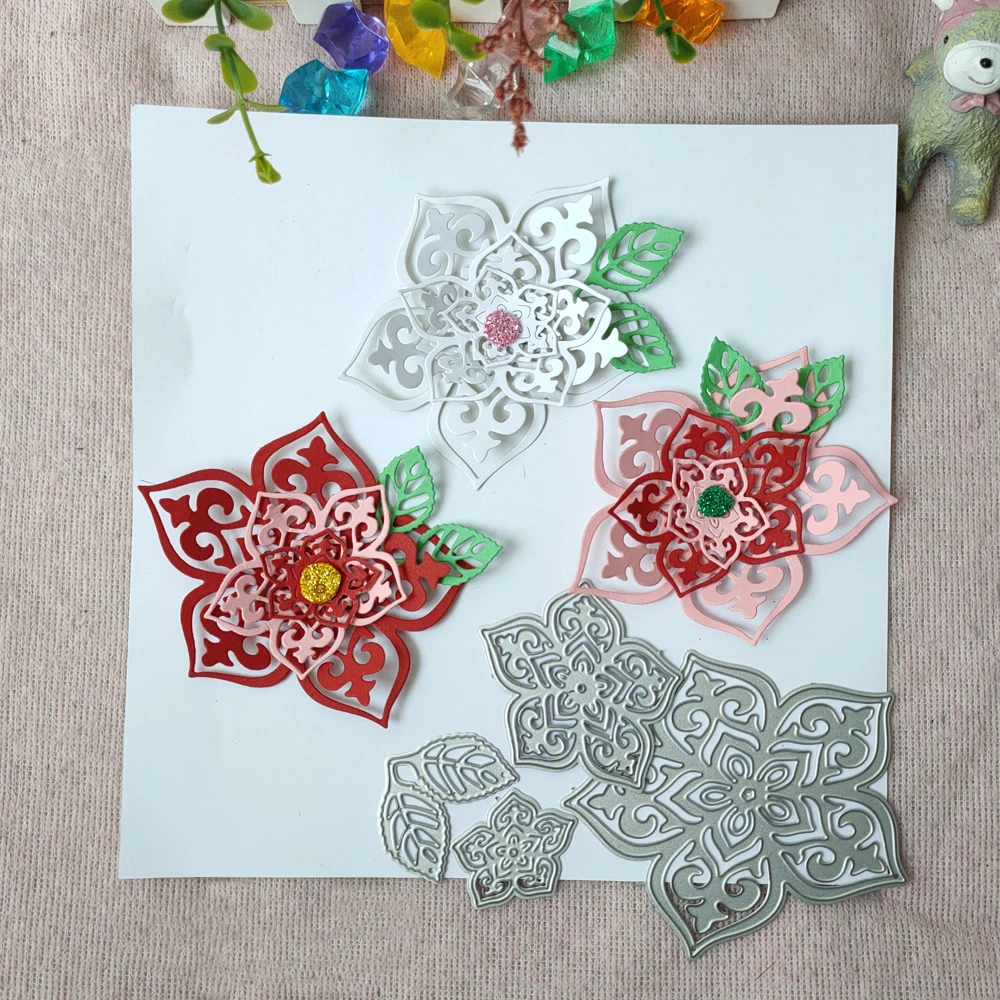 

New 4 piece set of flowers cutting mould pattern scrapbook die embossing DIY handicraft paper card photo album metal