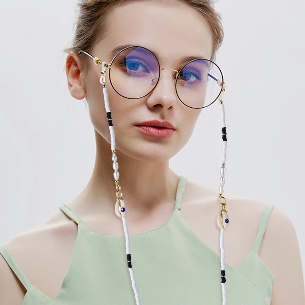 

KELITCH New Glasses Masks Chain Multicolor Beaded Jewelry Shell 2021 Fashion Beach handmade Necklaces Sunglasses chains