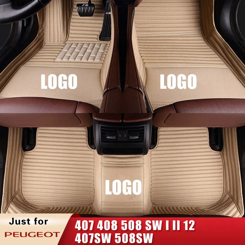 Кожаные автомобильные коврики на заказ для Peugeot все 407 408 508 Sw I II 12 407SW 508SW Coupe Estate SUV