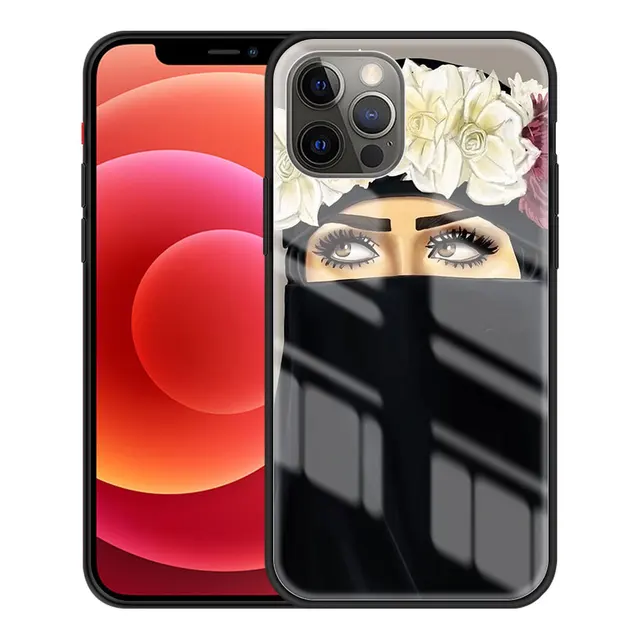Tempered Glass Case For Apple iPhone 11 Pro Max 12 Mini XR 7 8 Plus SE 2020 X XS 6 6S Phone Cover Funda Crown Hijab Face Muslim T03