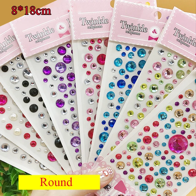 3mm 4mm 5mm 6mm Self Adhesive Crystal Rhinestone Stickers Mobile Phone Car  Art Craft Decals Scrapbooking Bling Acrylic Stickers