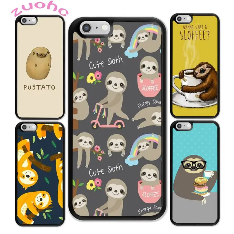 

Caffeinated Sloth animal Phone Case For iphone 11 Pro Max X XR XS SE 2020 6S 7 8 Plus Acrylic Plexiglass TPU