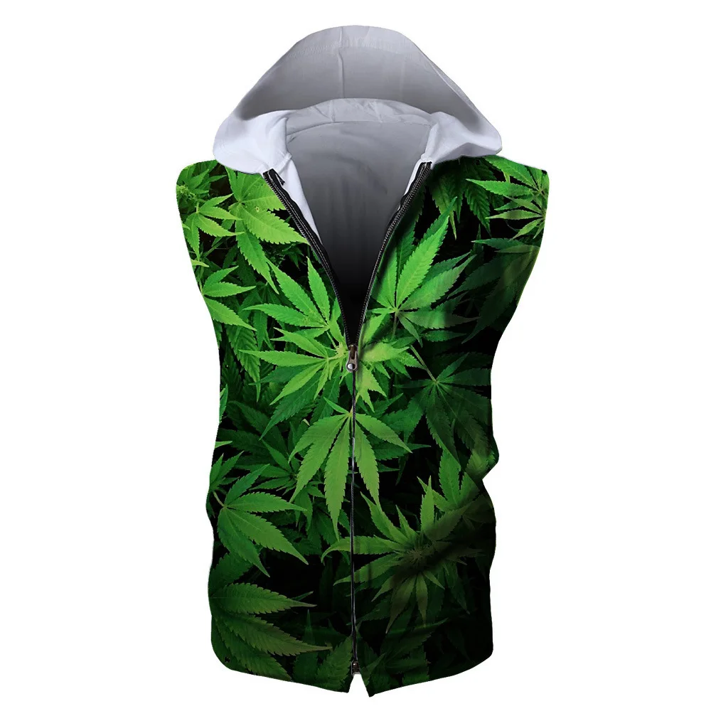 Fashion Trend Digital Printing European Size Sleeveless Hat Guard Blouse hoodies |