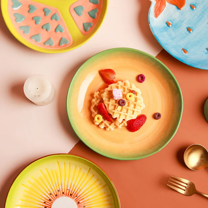 Creative Fruit Dish Ceramic Fruit Salad Dish Creative Lovely Family Dish Dish Snack Dish Dinner Plate Sets  Diner Plate