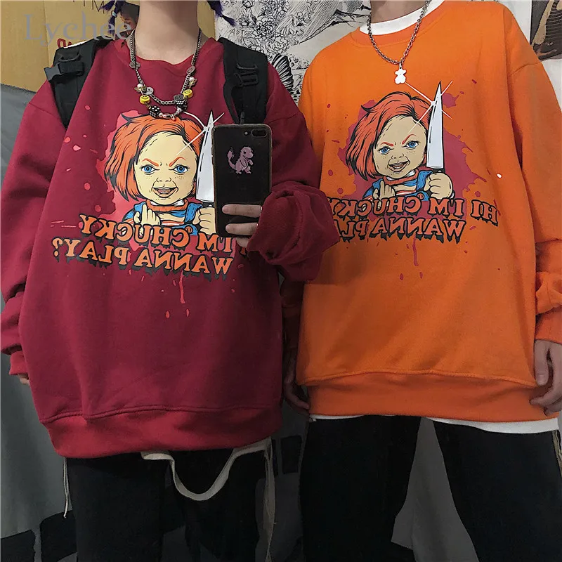 Lychee Harajuku, Женские флисовые толстовки с буквенным принтом, повседневные весенние осенние зимние женские топы, свободные женские пуловеры с круглым вырезом
