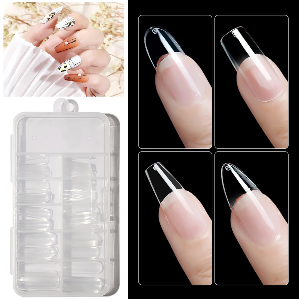 Closeout Transparent Short T-Shaped Fake Nails Seamless Water-Drop Full-Sticker 100pcs/Box WGwgrJEaAOZ