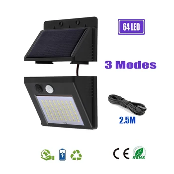 

Upgraded 64/30 leds LED Solar Power Street Light PIR Motion Sensor Lamps With Controller Waterproof Outdoor Lamps optional seper