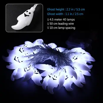 

YUNLIGHTS 4.5M Ghost String Lights 40 LEDs Ghost Lights With 2 Remote Control IP65 Waterproof Light String (White Light)