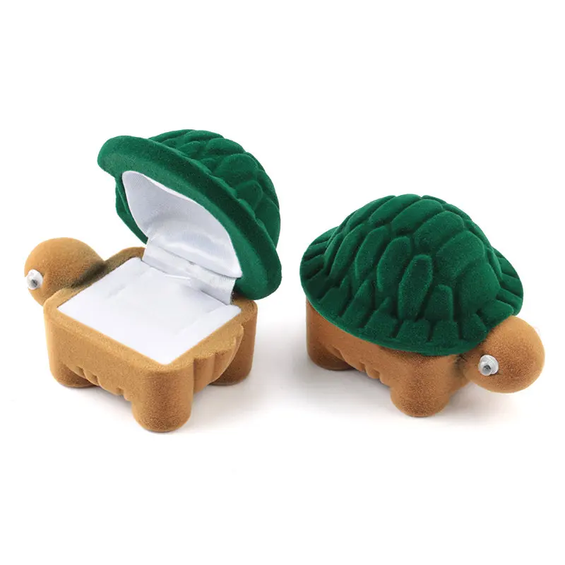 1 шт. прекрасный бархатный контейнер для ювелирных изделий коробка для свадебных колец для сережек Ожерелье Браслет Дисплей Подарочная коробка держатель 16 стилей - Цвет: tortoise-green