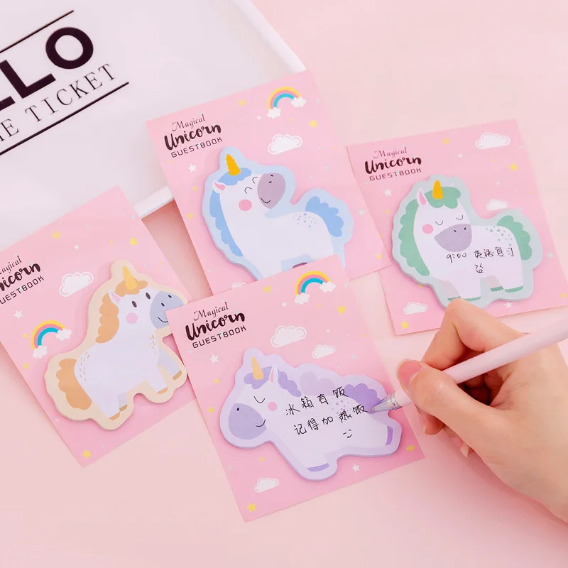 30pcs/set cute kawaii cartoon unicorn post-it notes memo pad message N times post sticker kids office stationery school supplies