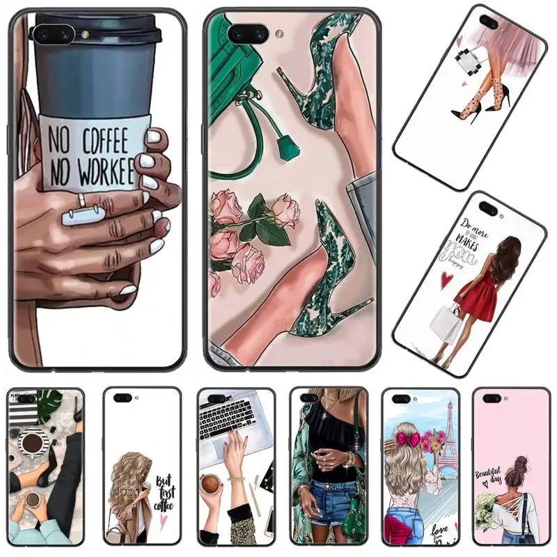 

Fashion Girls Shoes Coffee Paris Phone Case For OPPO A ax 3 5 3 37 57 59 37 73 75 83 71 2018 11 1k s PRO
