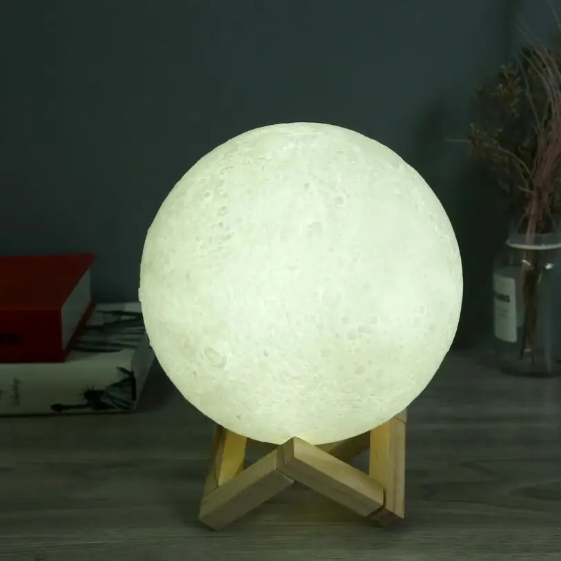16 colors 3D Print Rechargeable Moon Lamp LED Remote Night Light Touch Switch Moon Light For Bedroom Decoration Christmas Gift