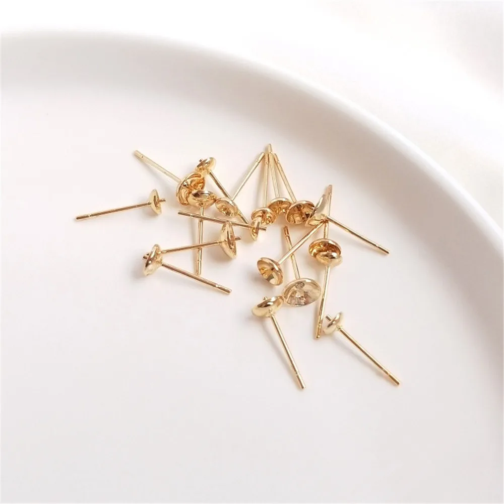 14K Gold Filled Half hole cup needle ear nail paste pearl ear pin ear bracket handmade DIY ear accessories 14K Gold Filled Half hole cup needle ear nail paste pearl ear pin ear bracket handmade DIY ear accessories